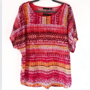 Notations 2 piece vibrant multi color short sleeve shirt blouse  Size: XL